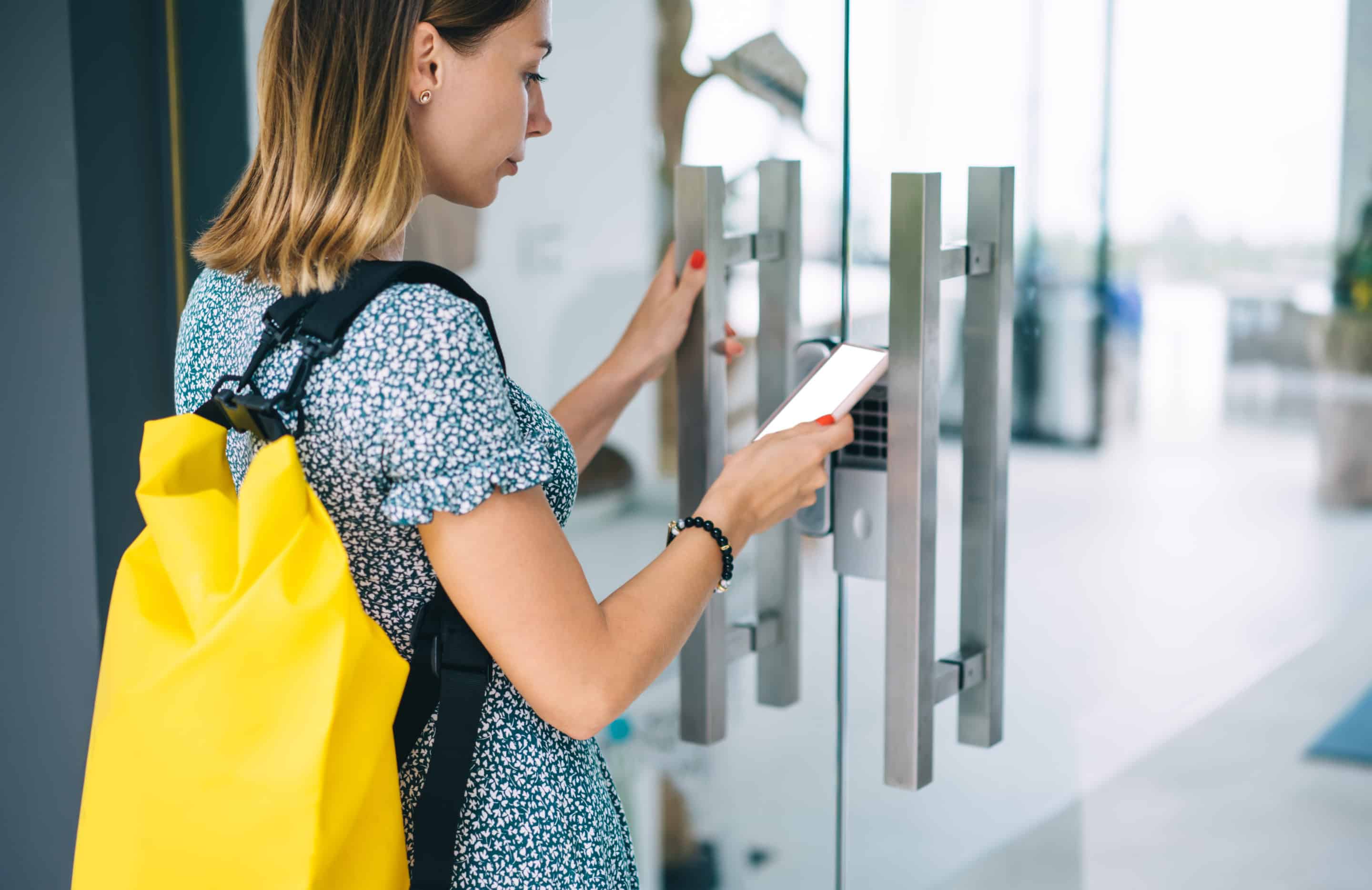 Woman using the benefits of access control