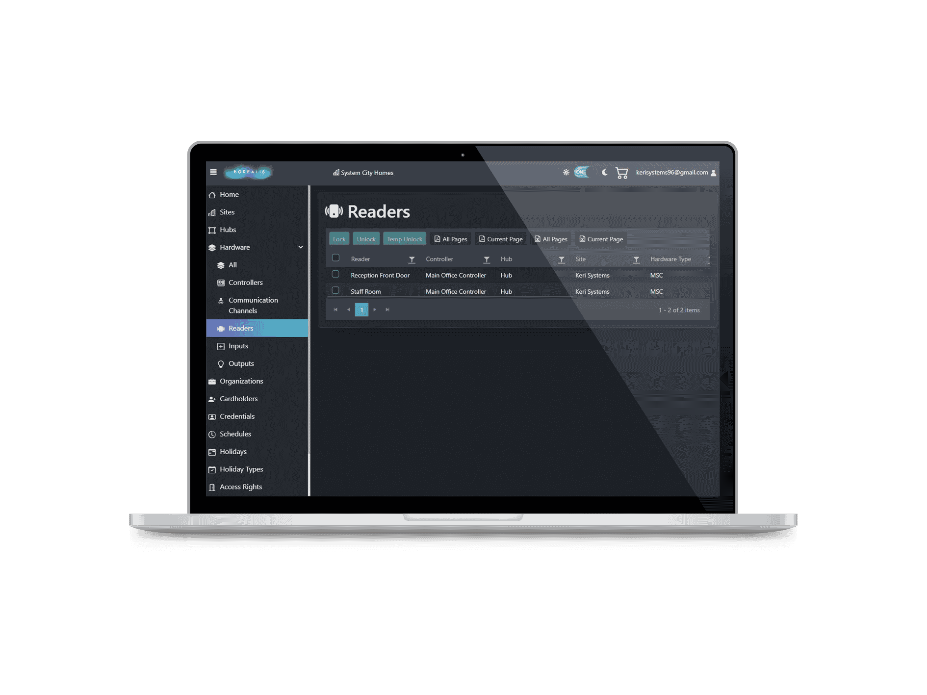 Borealis UI macbook